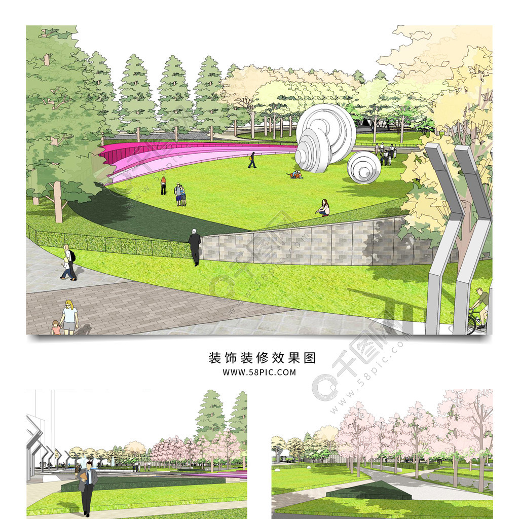 公园景观设计SU模型设计图免费下载_skp格式_编号35040902