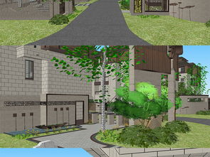 新中式别墅庭院景观住宅区建筑规划设计su模型图下载 图片164.89mb 植物景观库 su模型