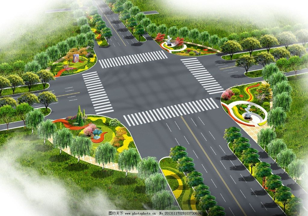 道路节点效果图图片_景观设计_环境设计_